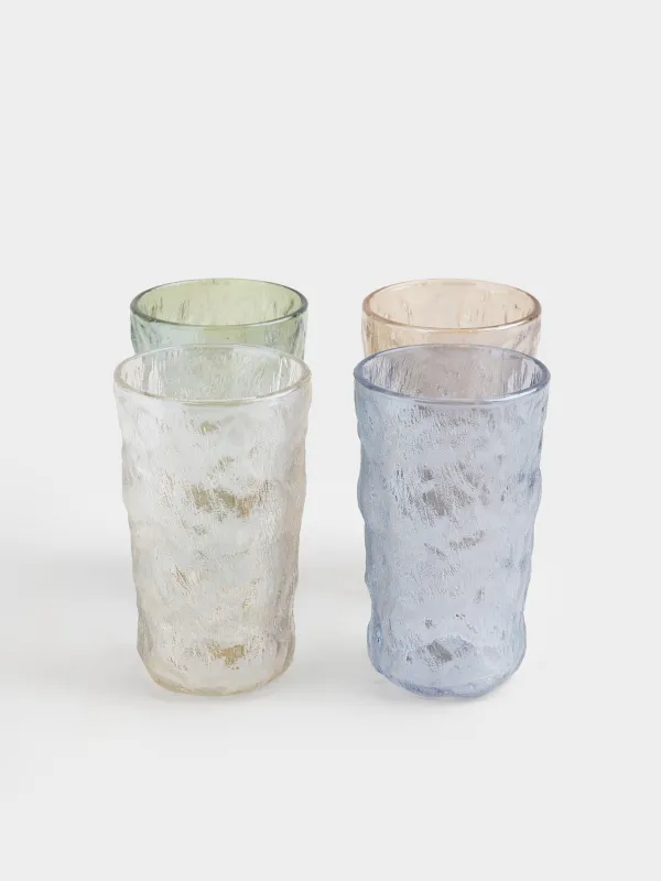Стакан, 13 см, 350 мл, 4 шт, стекло Р, цветной микс, Мятый эффект, Crumple color, image-1