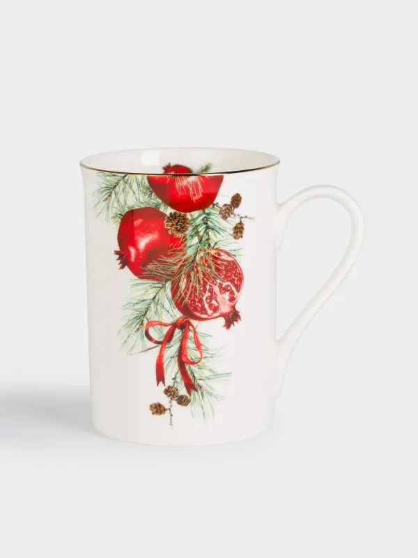 Кружка, 350 мл, 2 шт, фарфор F, белая, Апельсины/Гранаты, Christmas miracle, image-4