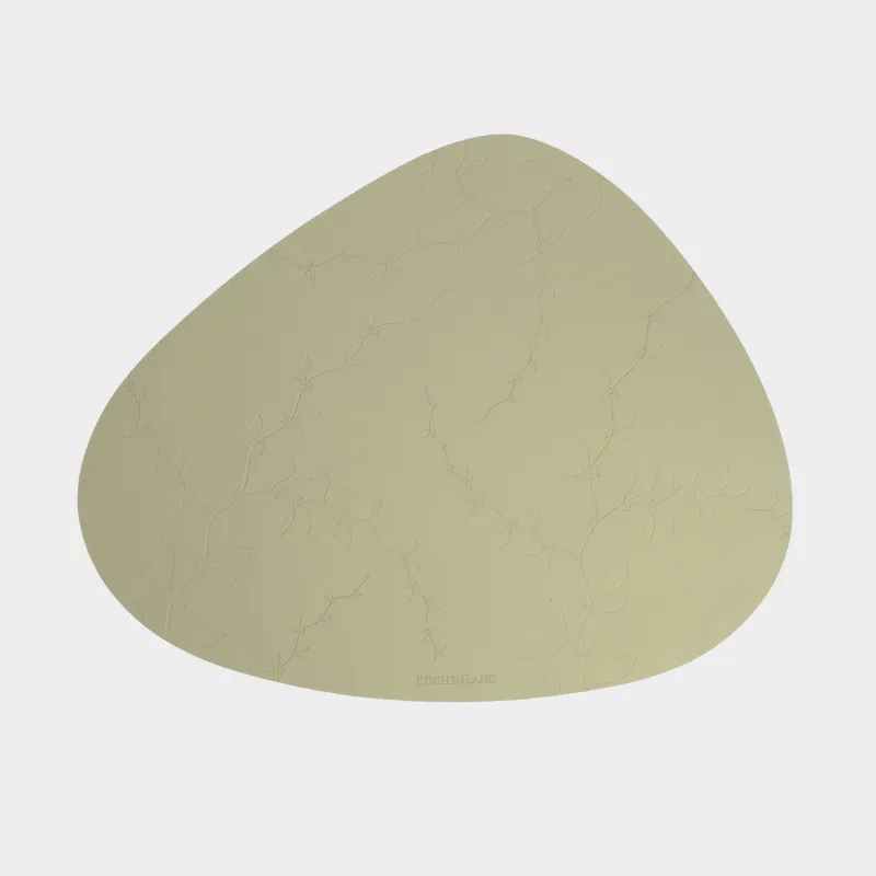 Салфетка под приборы, 37x45 см, ПВХ, фигурная, зеленая, Ветви с ягодами, Rock press