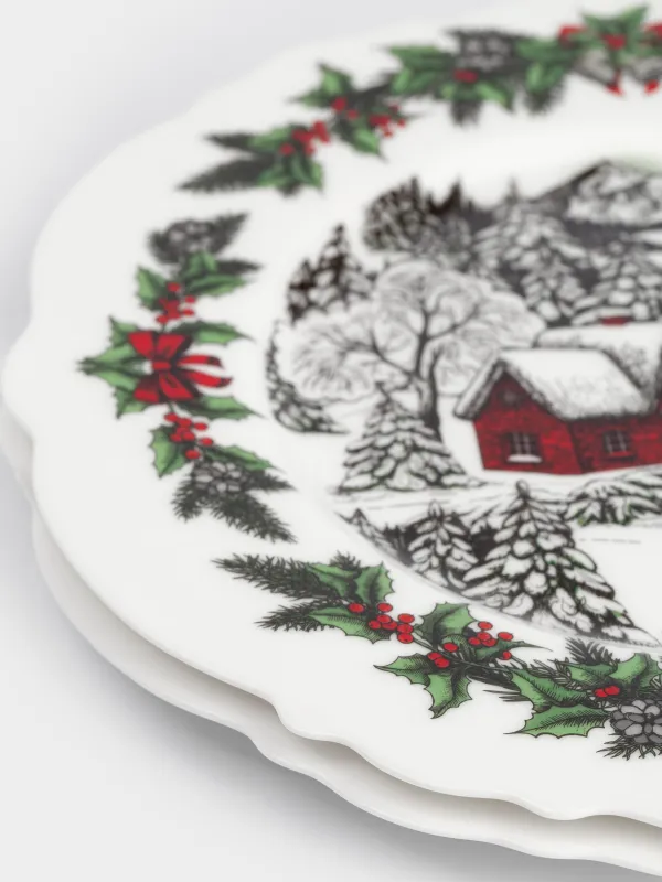 Тарелка десертная, 20 см, 2 шт, фарфор N, белая, Дом в лесу, Forest house, image-2
