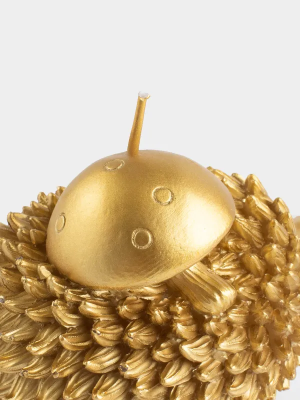 Свеча, 11x9 см, золотистая, Ежик с грибом, Golden glow, image-4