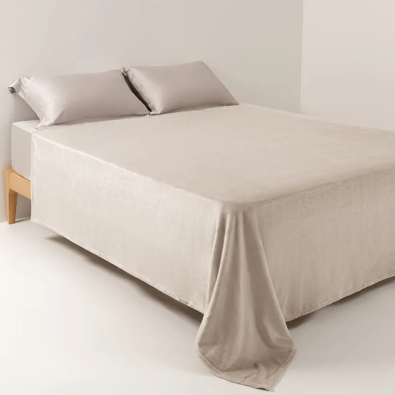 Покрывало, 220х240 см, фланель, серо-бежевое, Flannel