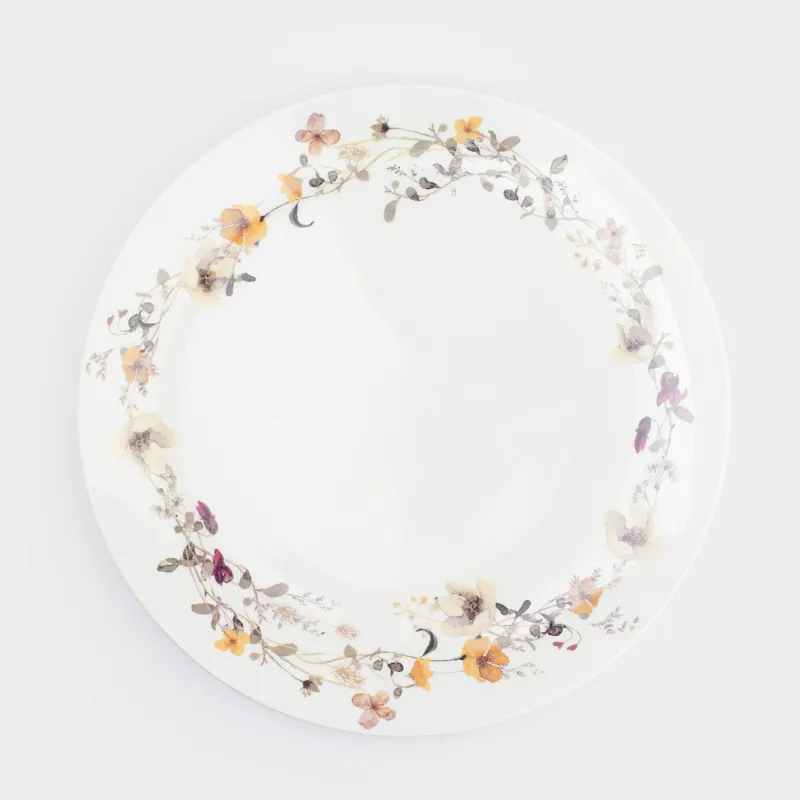 Тарелка обеденная, 27 см, фарфор N, белая, Желтые цветы, Floweri
