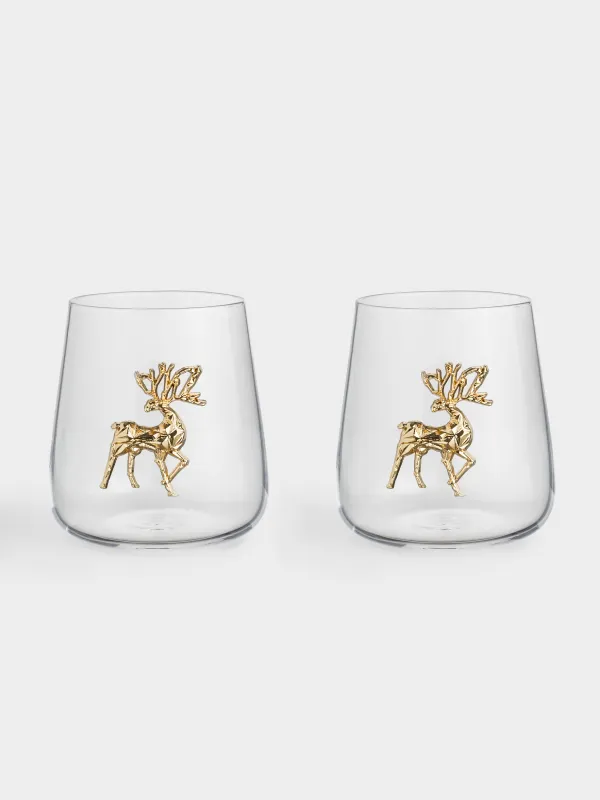 Стакан, 10 см, 430 мл, 2 шт, стекло/металл, Олень, Verset, image-0