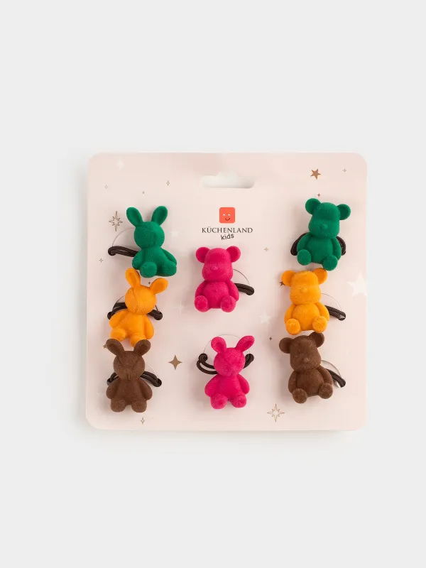 Резинка для волос, 3 см, 8 шт, полиэстер/пластик, цветная, Мишка/Зайка, Gracile, image-3