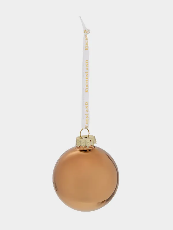 Набор елочных игрушек, 6 см, 6 шт, стекло, с блестками, золотистый, Шар, Ball sparkle, image-3