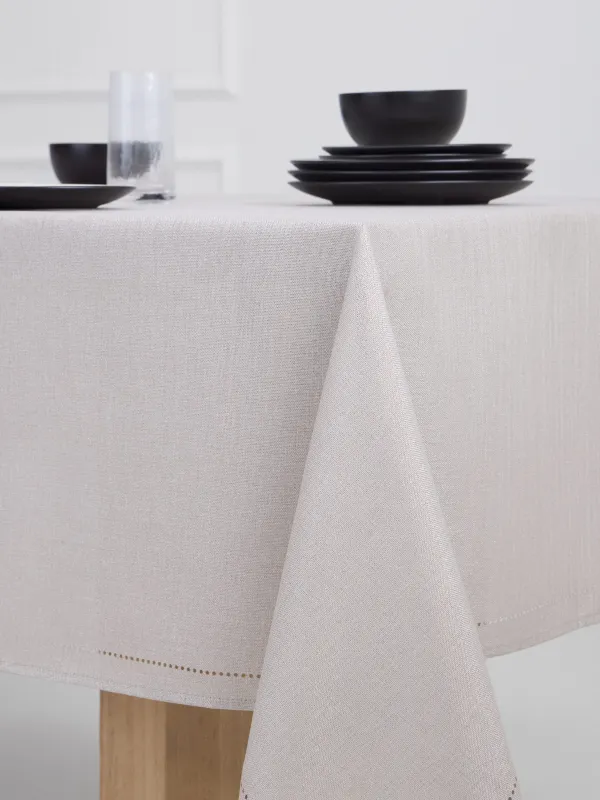 Скатерть, 170х250 см, полиэстер, бежевая, Hemstitch, image-4