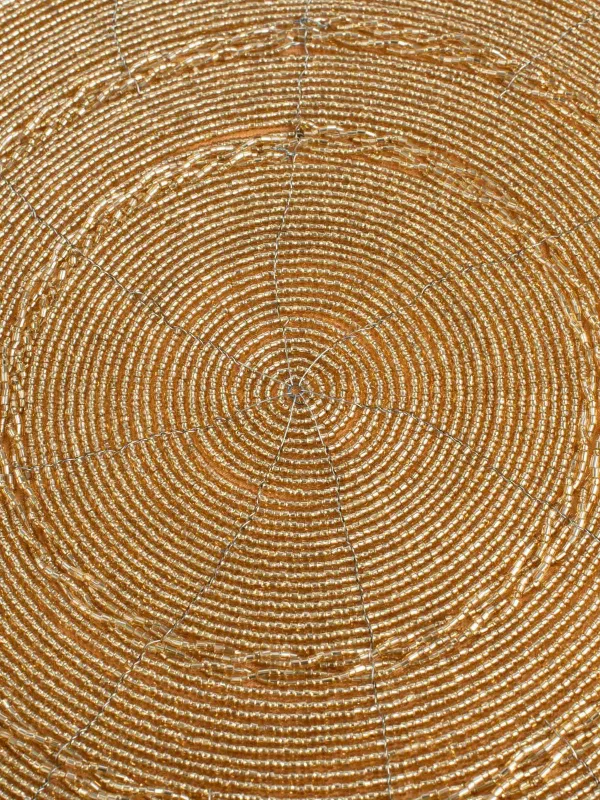 Салфетка под приборы, 36 см, бисер, круглая, золотистая, Circle beads, image-3