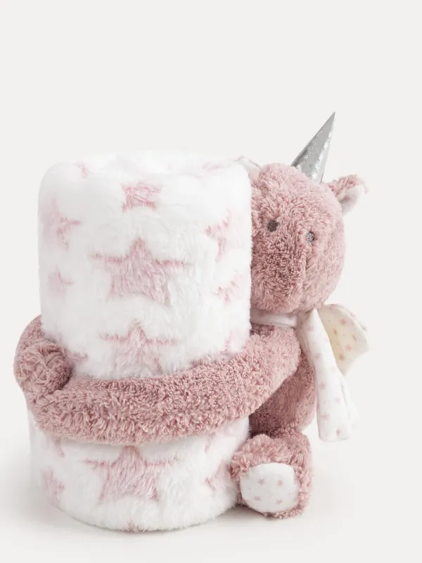 Плед с игрушкой, 78х96 см, полиэстер, розовый, Единорог, Unicorn, image-1