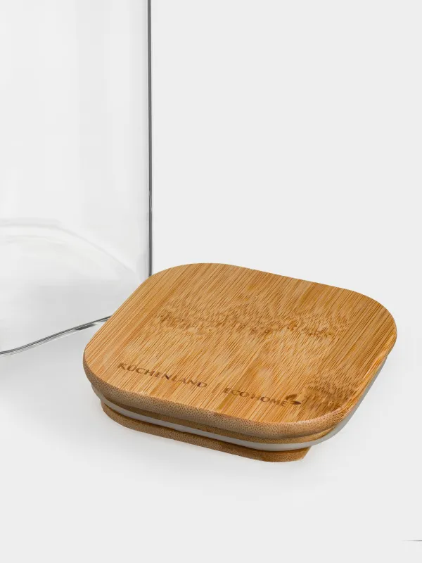 Банка для сыпучих продуктов, 850 мл, стекло/бамбук, квадратная, Home made, image-3