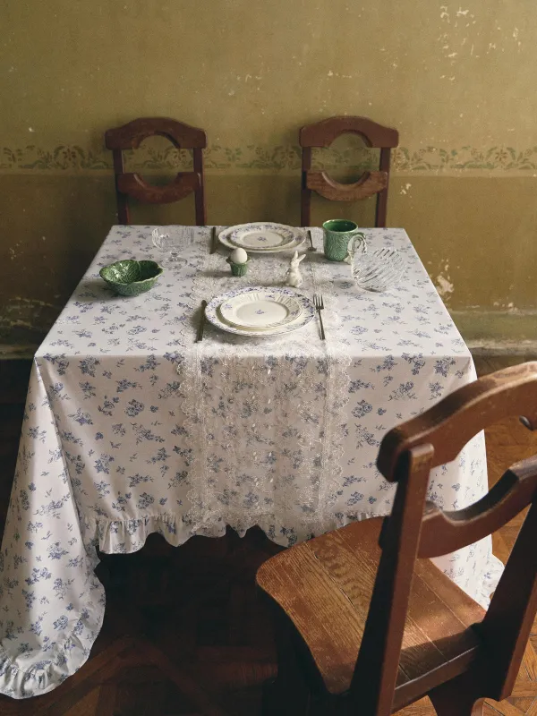 Дорожка настольная, 40х160 см, с кружевом, Ажурные цветы, Lace flowers, image-9