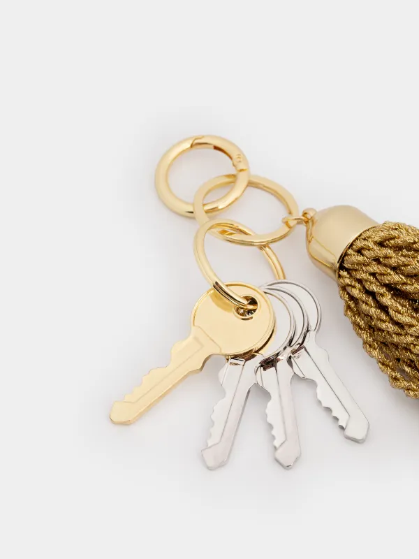 Брелок, 13 см, металл/полиэстер, золотистый, Кисточка, Keychain, image-1