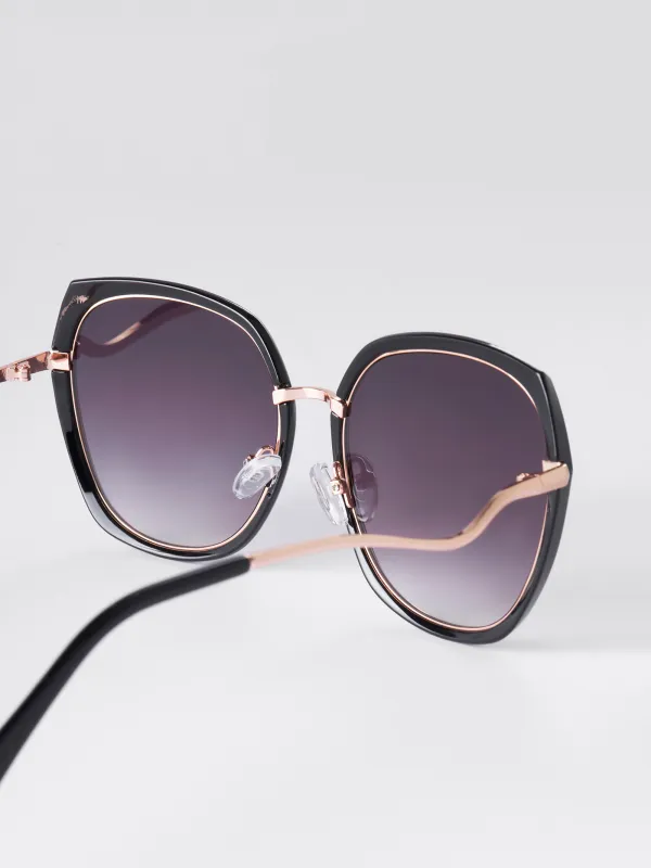Очки солнцезащитные, пластик/металл, черные, Гранды, Geometric, image-3