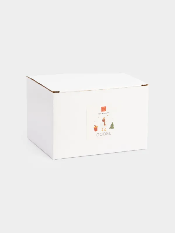 Кружка, 450 мл, фарфор P, молочно-красная, Гусь в шарфе, Goose, image-5