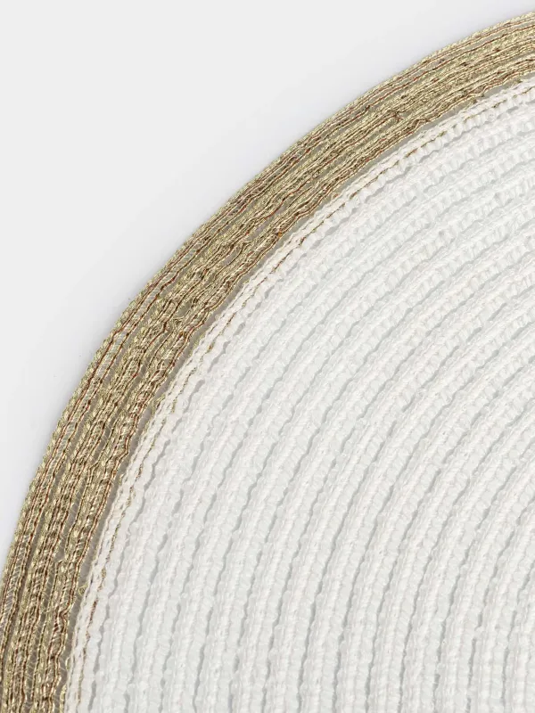 Салфетка под приборы, 38 см, полиэстер, круглая, белая, Золотистая кайма, Rotary rim, image-2