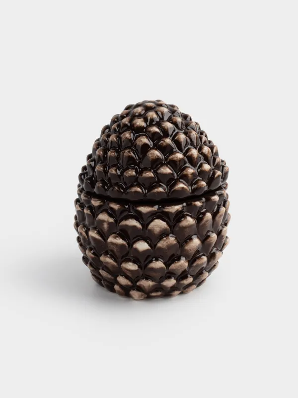 Емкость для хранения, 12х15 см, 490 мл, керамика, коричневая, Шишка, Winter delice, image-0