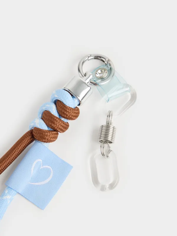 Брелок, 22 см, полиэстер/пластик, голубо-коричневый, Узлы, Knot, image-1