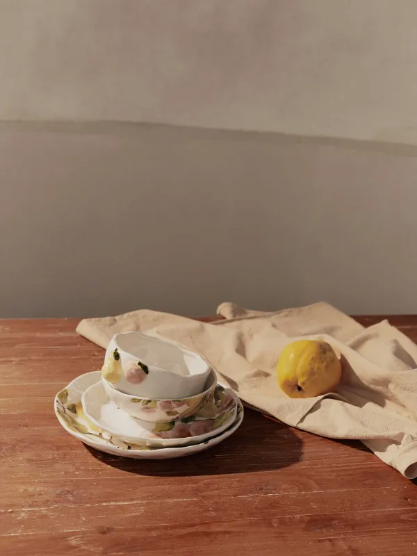 Тарелка обеденная, 28 см, Груши и сливы на ветке, Crumple print, image-6