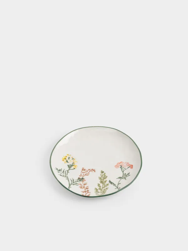 Тарелка закусочная, 20 см, Луговые цветы на кракелюре, Floral meadow, image-1