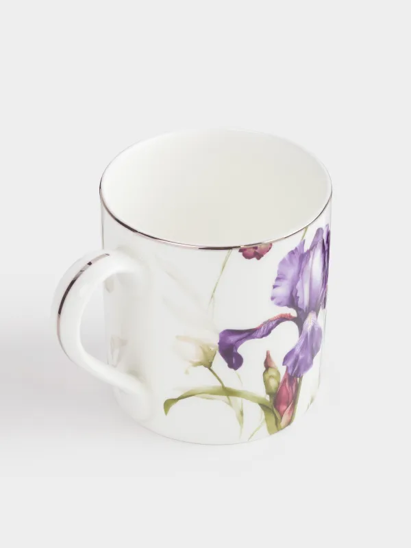 Кружка, 380 мл, 2 шт, фарфор F, белая, с серебристым кантом, Ирис, Antarctica Flowers, image-2