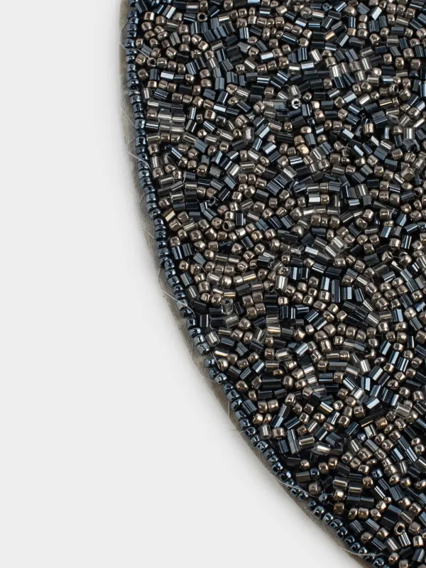 Салфетка под приборы, 36 см, бисер, круглая, синяя, Callie, image-2