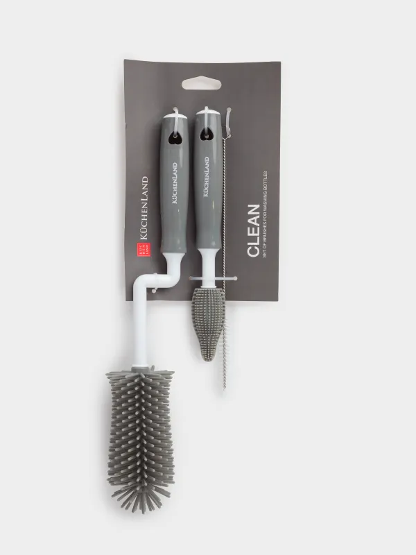 Набор ершиков для мытья бутылок, 30/19 см, 2 шт, пластик/силикон, серый, Clean, image-4