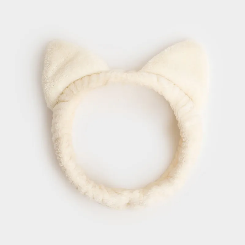 Повязка для волос, 12 см, детская, полиэстер, бежевая, Кот, Cat