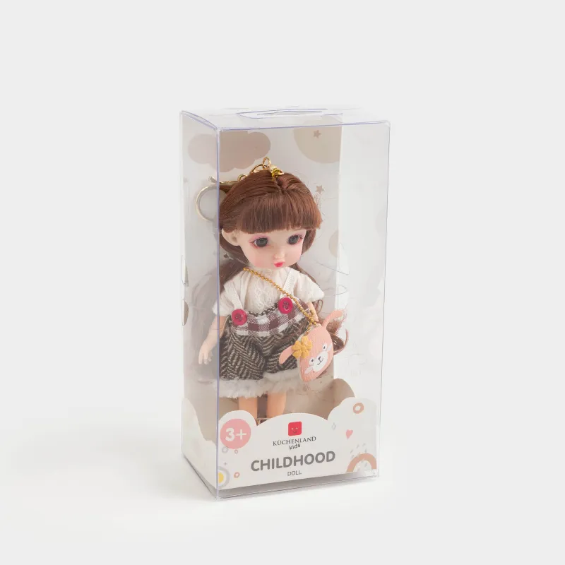 Кукла, 16 см, на шарнирах, с брелоком, ПВХ, Девочка в комбинезоне, Childhood, image-4