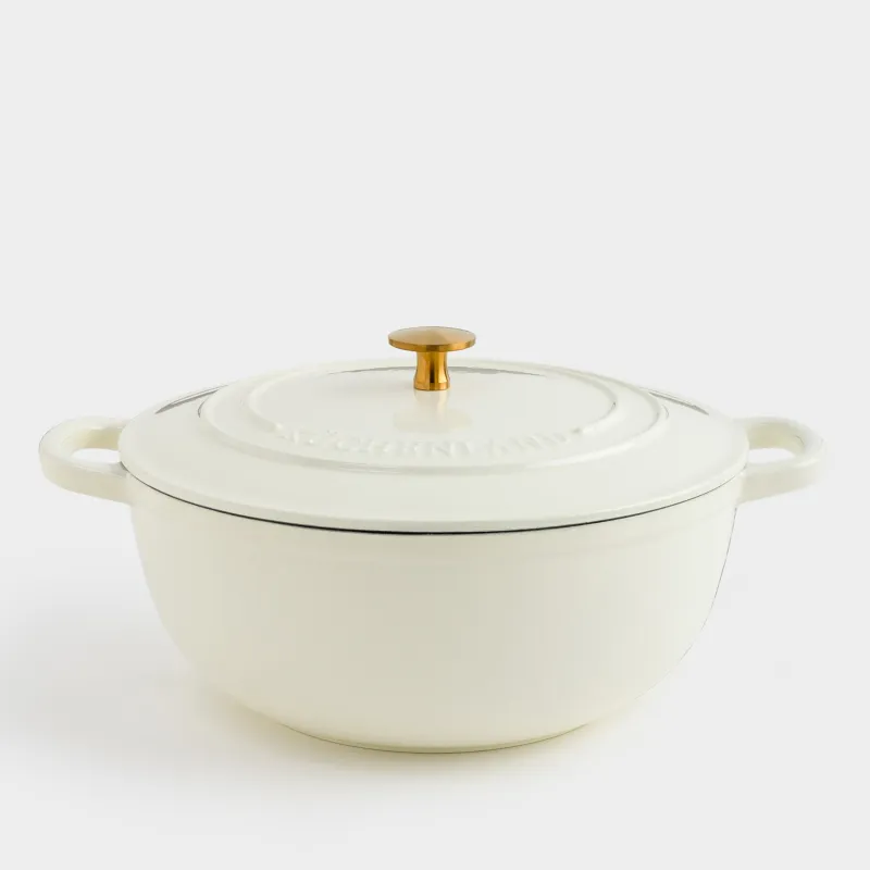 Казан, 27 см, 4,5 л, с крышкой, чугун, молочный, Light kitchen