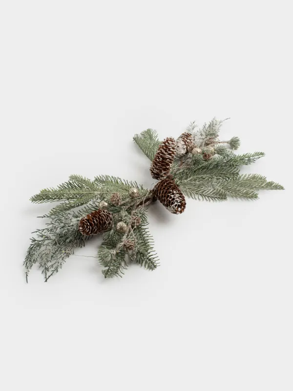 Композиция декоративная, 60 см, с подсветкой, пластик, Ягоды шампань и шишки, Conifer champagne, image-3