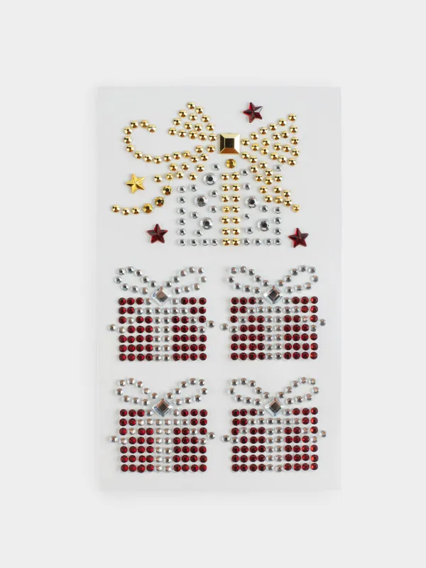 Набор наклеек, 9х17 см, одноразовые, ПВХ, Новогодние подарки, Christmas decal, image-0