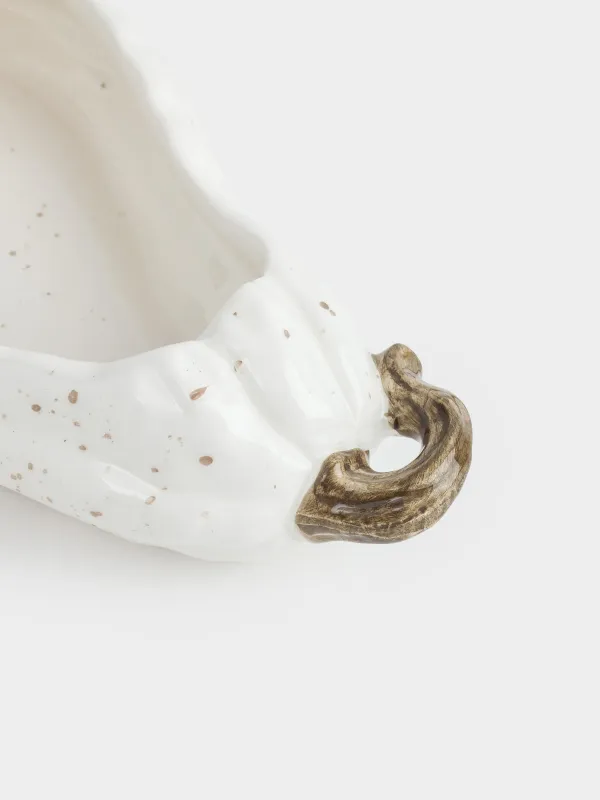 Конфетница, 24х15 см, 480 мл, керамика D, молочная, в крапинку, Еж на тыкве, Slight frost, image-4