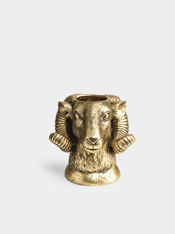 Ваза декоративная, 22 см, Баран, Sheep gold, image-0
