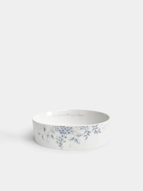 Блюдо, 23х6 см, с бортами, Синие цветы, Blue flower, image-0