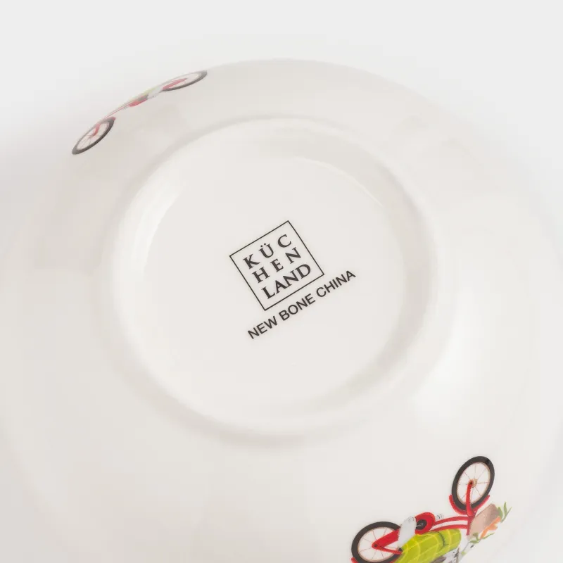 Тарелка суповая, 13х6 см, Кролик на велосипеде, Ideas life, image-3