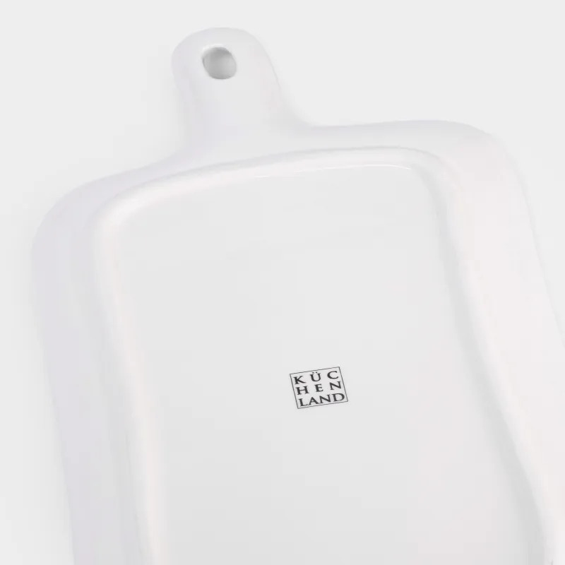 Блюдо сервировочное, 16х31 см, с ручкой, керамика D, белое, Нежные цветы, El floria, image-4