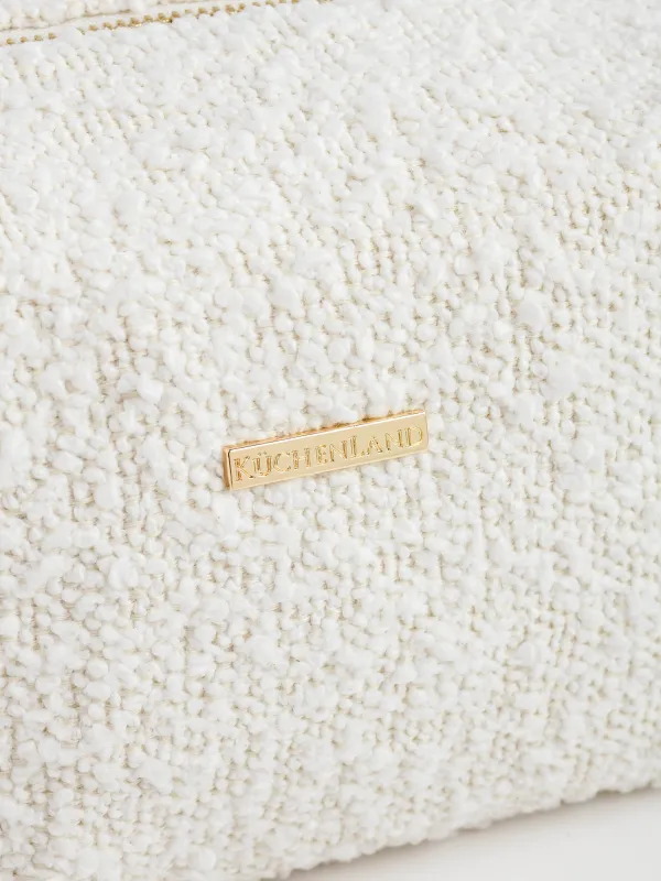 Косметичка, 25x12 см, с ручкой, букле, молочная, Boucle beauty, image-4