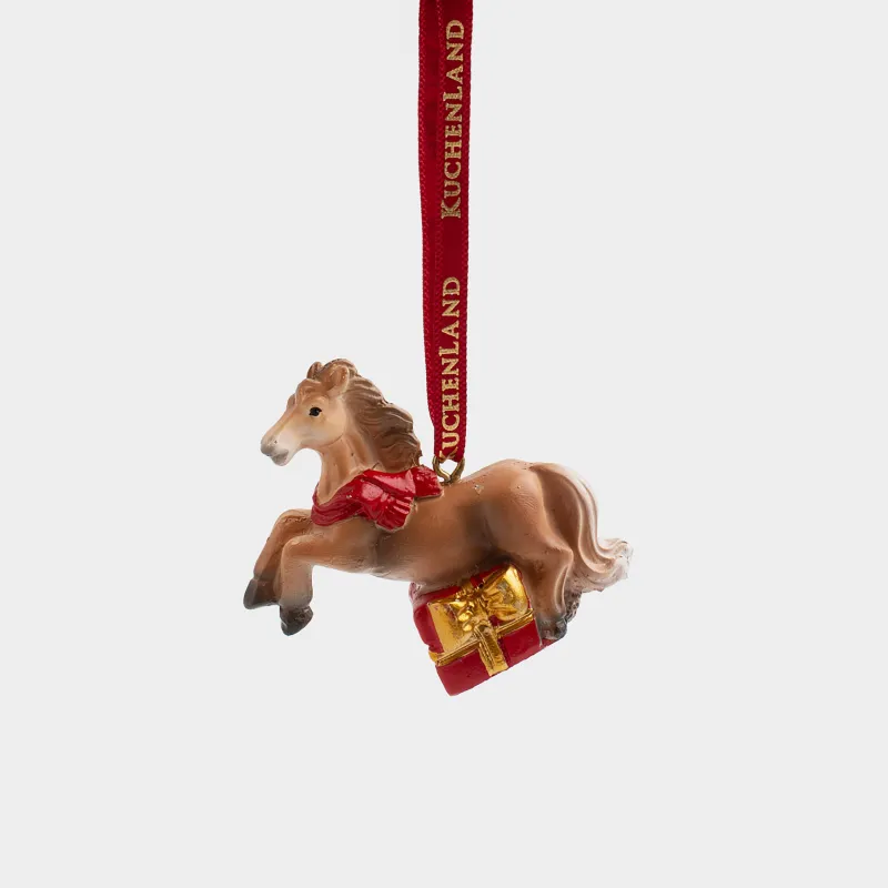 Игрушка елочная, 5 см, полирезин, коричневая, Лошадка, Figure christmas