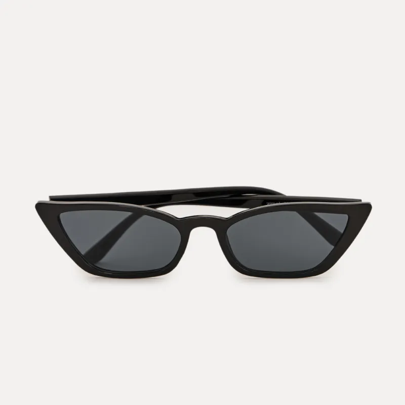 Очки солнцезащитные, пластик, черные, Кошачий глаз, Nifty