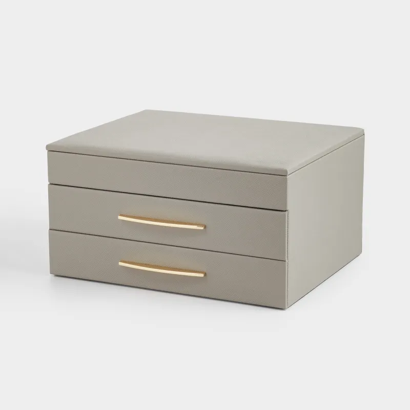 Шкатулка для украшений, 27х22 см, искусственная кожа/МДФ, серая, Premiere