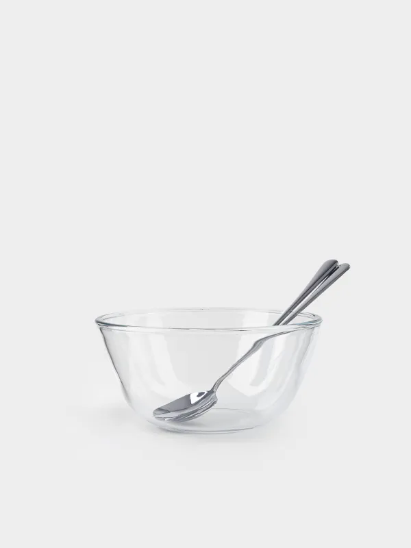 Салатник, 23x11 см, 3 предмета, с приборами, Clear, image-0