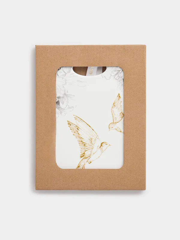 Подставка под горячее, 15x20 см, керамика/пробка, овальная, белая, Ласточки, Paradise garden, image-5