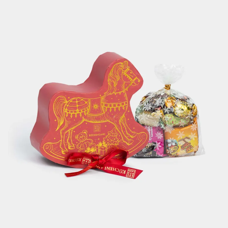 Набор конфет в коробке, 14х13 см, 100 гр, ассорти, Лошадка-качалка, Sweet christmas