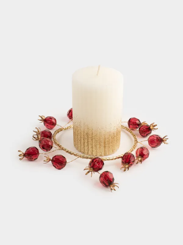 Венок для свечи, 10/18 см, металл/пластик, Красные гранаты, Garnet decor, image-4
