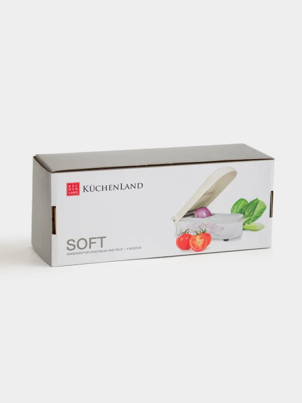 Измельчитель, 28 см, 5 насадок, механический, пластик/сталь, бежевый, Soft, image-7