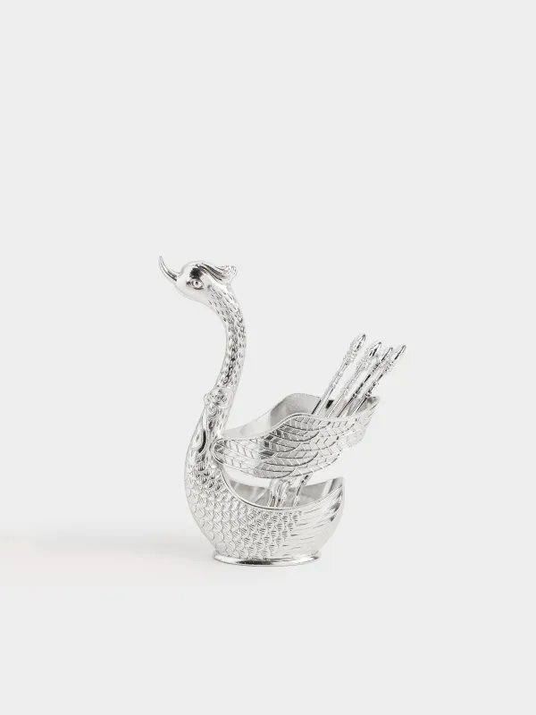 Ложка десертная, 12 см, 4 шт, в подставке, сталь, Лебедь, Swan, image-0