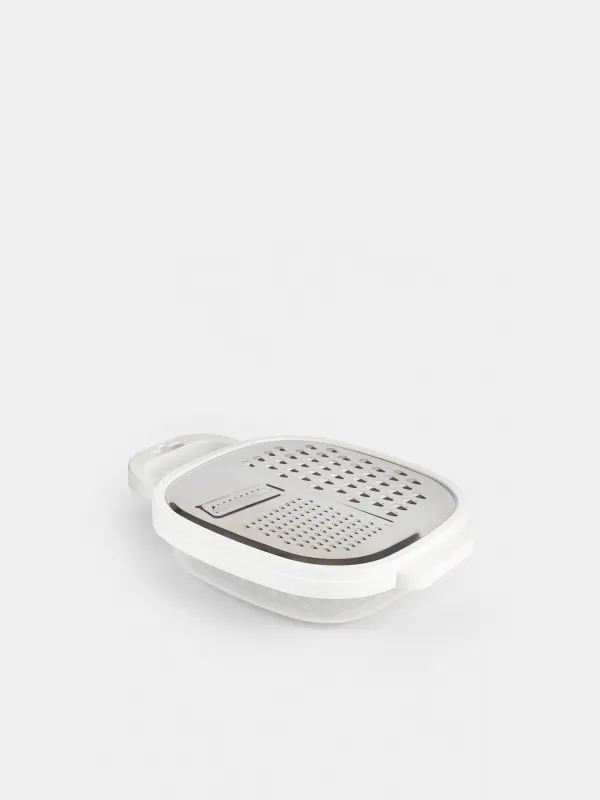 Терка, 25х19 см, с контейнером, пластик/сталь, белая, Assist, image-0