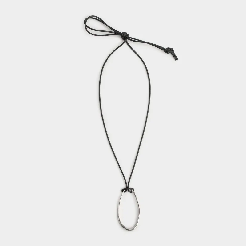 Цепочка-шнурок, 1 м, с подвеской, нейлон/металл, серебристая, Jewelry