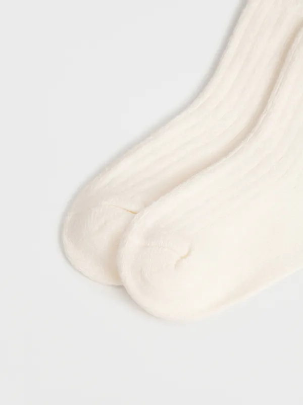 Носки детские, в рубчик, полиэстер/спандекс, молочные, Pleasantly, image-3