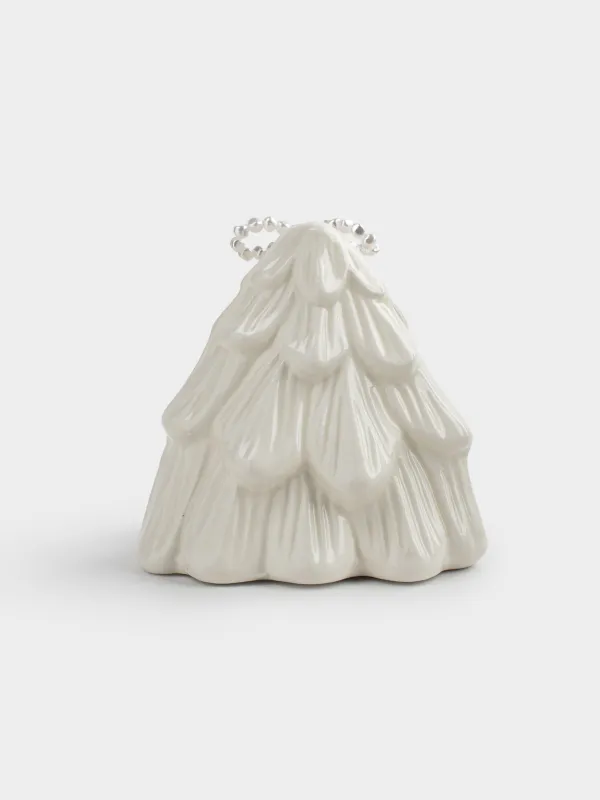 Салфетница, 9 см, керамика/бисер, молочная, Ель с бантом, Pearl Antarctica, image-3